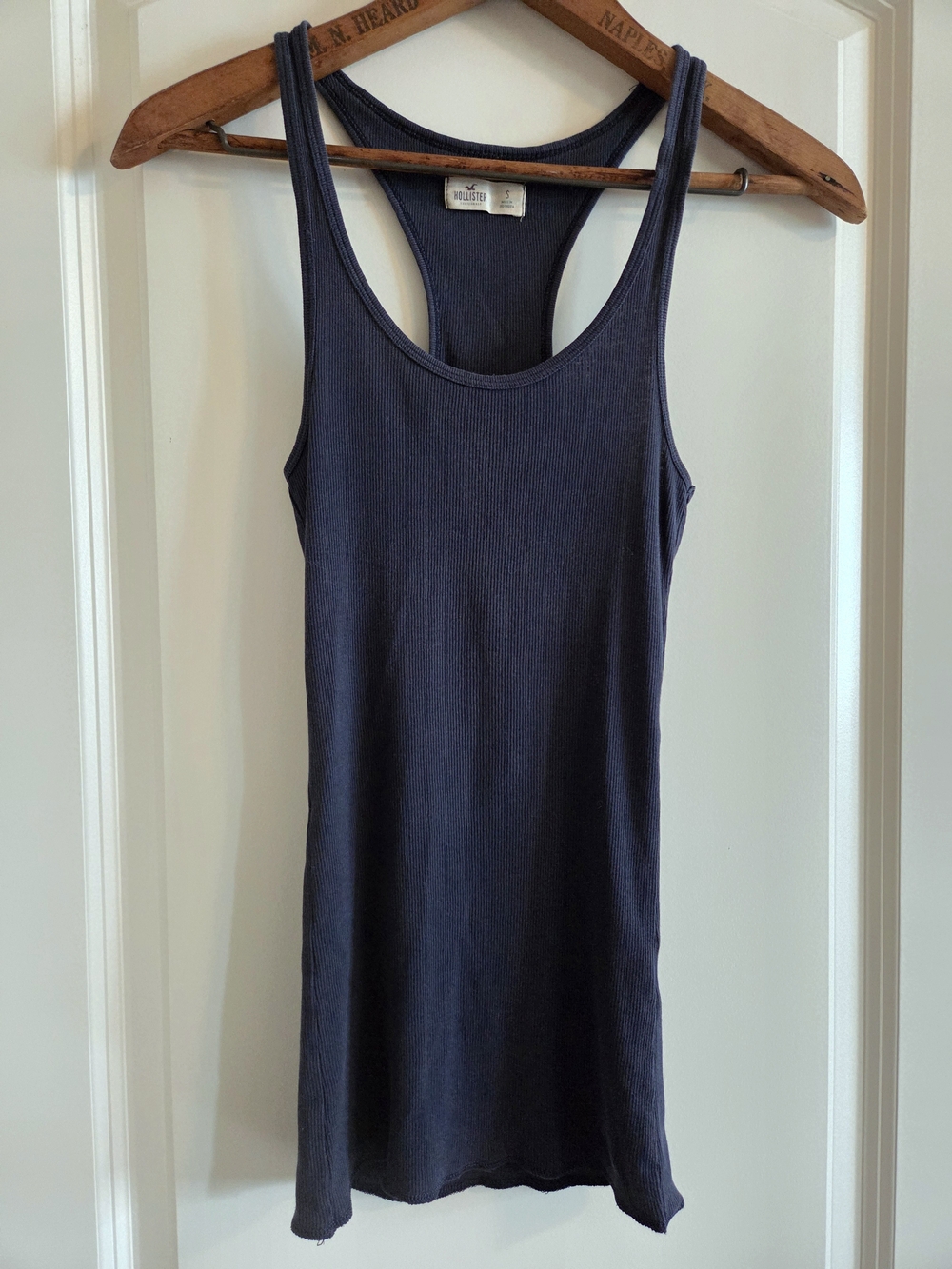 Vintage Hollister Y2K Navy Blue Ribbed Racerback Tank Top Size S
